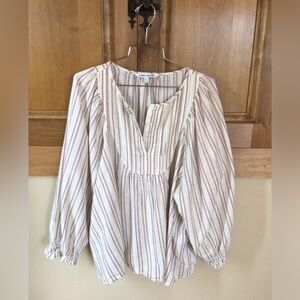 Elizabeth and James XXL cotton striped puff blouse